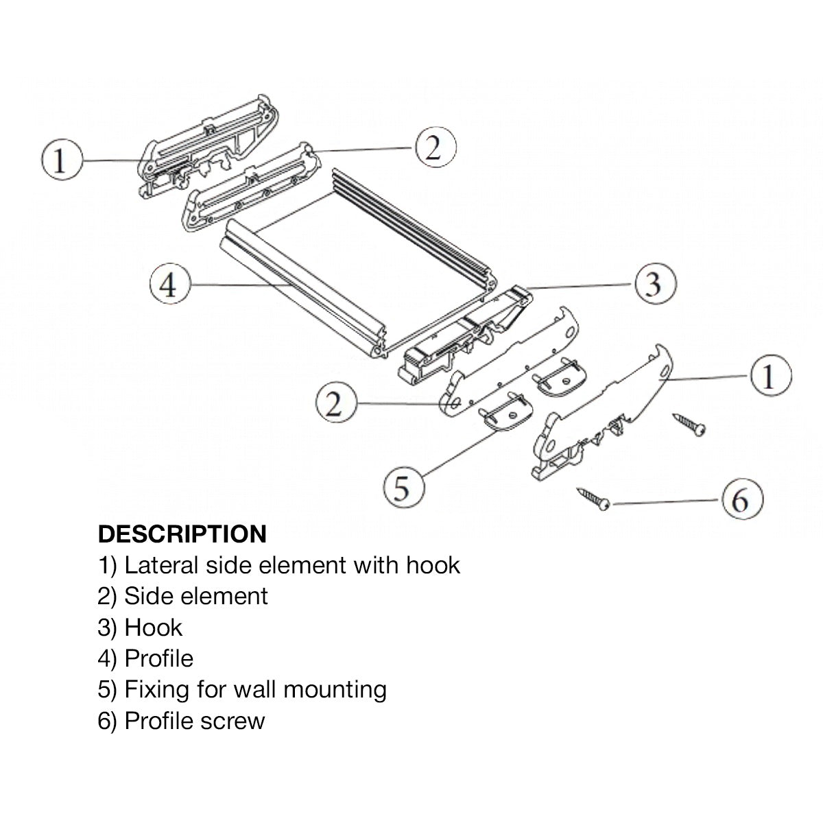 Technical diagram of hardware components with labels and descriptions on a white background.