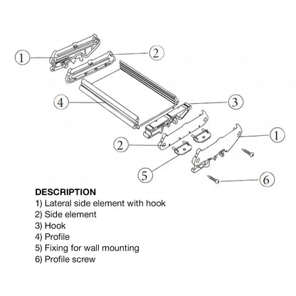 Technical diagram of hardware components with labels and descriptions on a white background.