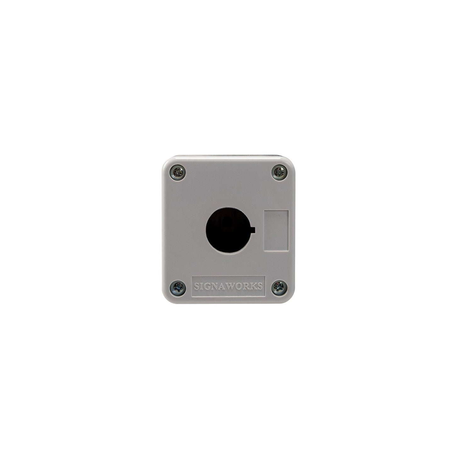 Square grey component with a central hole and 'SIGMAWORKS' branding on a white background.