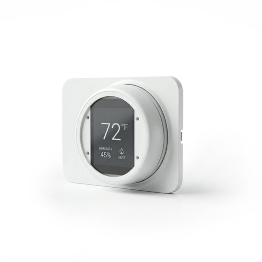 White digital home automation system on a white background.